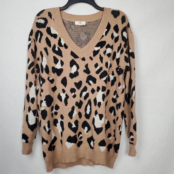 Entro SMALL Tan Animal Print Sweater - Picture 1 of 9